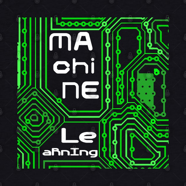 Machine Learning Circuit Board | Green White by aRtVerse